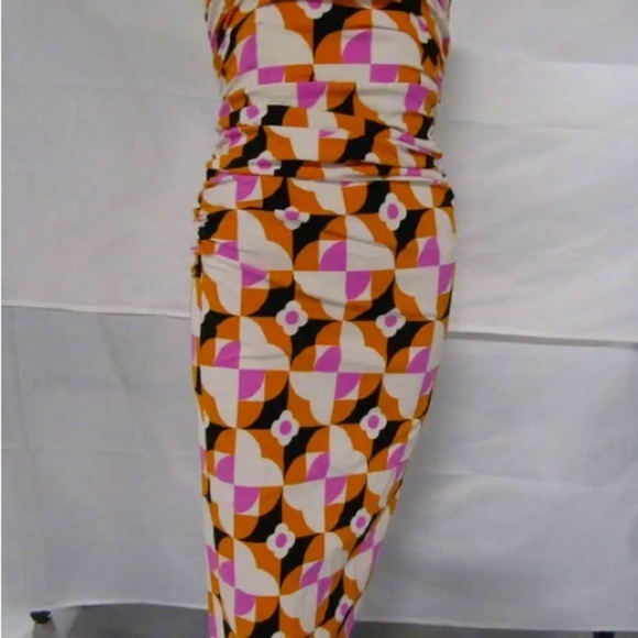 Anthropologie White/Orange/Purple/Black Neutr Mot Strapless Ruched Dress XXS NWT - Picture 5 of 11